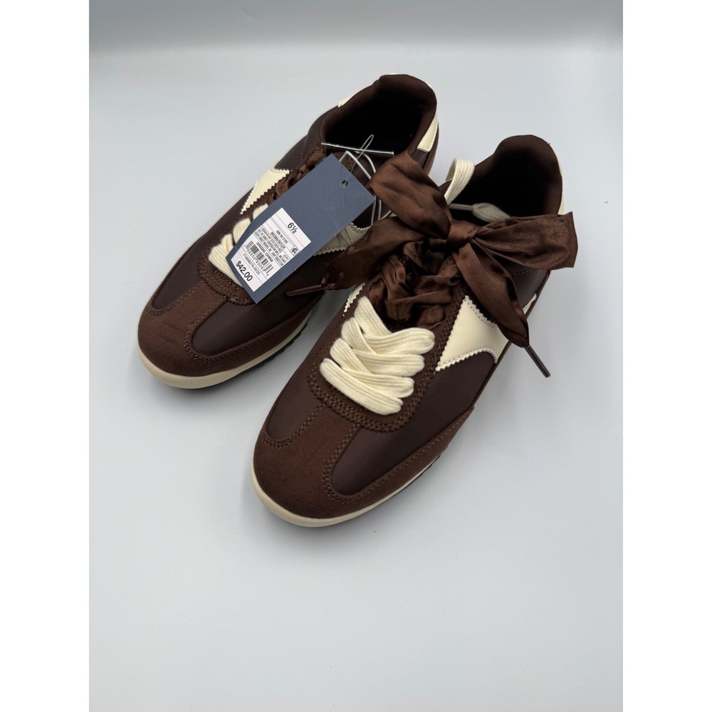 Wild Fable Skyler Brown Cream Ribbon Lace Memory Foam Sneakers 6.5 NEW